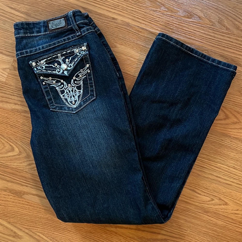 Earl Jeans Dark Wash Embellished Bling Pockets 10P